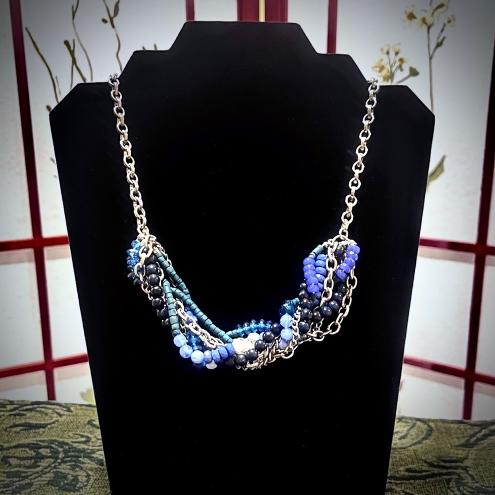 ☃️ Blue & Silver Multi-Strand Necklace
